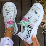 lovefery - White Casual Patchwork Printing Round Mesh Breathable Comfortable Out Door Shoes