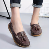 Womens Low Wedge Loafers - Lightweight & Anti-slip Slip-Ons - Comfortable Soft Sole Solid Color Flats for Everyday Style