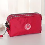 Three Zipper Clutch Wallet, Women Multi Layer Coin Purse, Versatile Wristlet Mobile Phone Bag