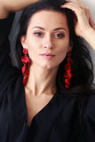 Red Petal Tassel Earrings