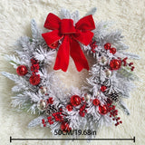 Festive Americana Style Christmas Wreath with Flocked Artificial Pine Cones, Berries, and No-Electricity Festive Ornament for Plastic Door Decor