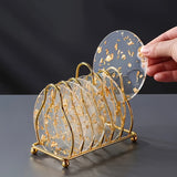 6 Pieces Luxurious Golden Foil Acrylic Coaster Set - Heat Resistant, Fashionable Round Table Protector for Home Decor, Perfect for Christmas, Halloween, Easter, Hanukkah, and Thanksgiving