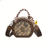 Mini Vintage-Inspired Floral PU Crossbody Bag - Zipper Closure, Polyester Lining, Retro Round Shoulder Design - Perfect for Womens Fashion, Commute, and Everyday Use