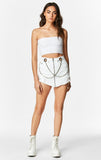 WHITE BEATRICE ZIP FRONT CHAIN SKIRT