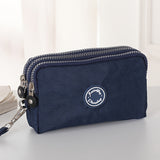 Three Zipper Clutch Wallet, Women Multi Layer Coin Purse, Versatile Wristlet Mobile Phone Bag