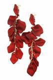 Red Petal Tassel Earrings