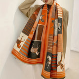 Scarf Women's Winter All-match Warm Shawl Horse Pattern For Women Outside Casual Outdoor Use