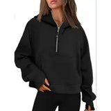 Yoga Scuba Half Zip Hoodie Jacket Designer Sweater Women's Define Workout Sport Coat Fitness Activewear Top Solid Zipper Sweatshirt Sports Gym Clothes