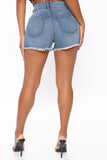 Take Control Distressed Denim Shorts - Medium Blue Wash