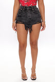 Under Deconstruction Acid Wash Denim Shorts - Acid Wash Black