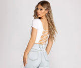 Simple Lace Back Knit Crop Top