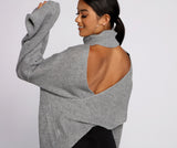 So Chic Surplice Open Back Sweater