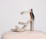 Sparkle Scene Rhinestone Chrome Block Heels