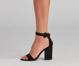 It Girl Faux Suede Block Heels