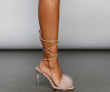 Glam Life Marabou Lace-Up Heels