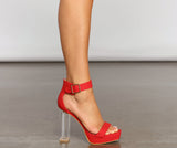 Clearly Fab Platform Block Heels