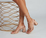 Strappy Chic Faux Leather Block Heels