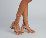 Strappy Chic Faux Leather Block Heels