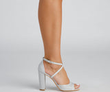 Shine Bright Glitter Mesh Block Heels