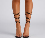 Clear Sign Lace-Up Lucite Heels