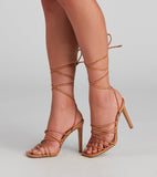 Attitude PU Lace-Up Stiletto Heels