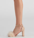 Fur Real Marabou Block Heels