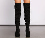 A Chic Vibe Over The Knee Block Heeled Boots