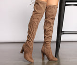 A Chic Vibe Over The Knee Block Heeled Boots