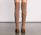 50 and 50 Thigh High Faux Suede and Knit Boots