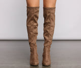 Over The Knee Tie Back Heeled Boots