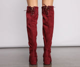 Over The Knee Tie Back Heeled Boots