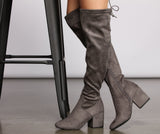 Over The Knee Tie Back Heeled Boots