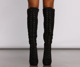 Faux Suede Over The Knee Stiletto Boots