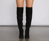 Faux Suede Over The Knee Lug Sole Boots