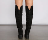 Faux Suede Over The Knee Lug Sole Boots