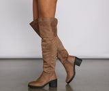 Faux Suede Over The Knee Lug Sole Boots