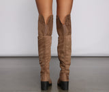 Faux Suede Over The Knee Lug Sole Boots