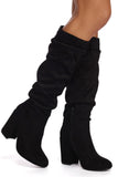 Smooth And Slouched Faux Suede Boots