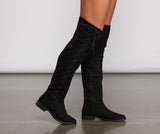 Faux Suede Lace-Up Over-The-Knee Boots