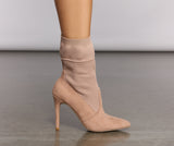 Faux Suede Fishnet Ankle Stiletto Booties