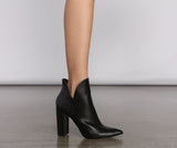 Snake-Embossed Faux Leather Block Heel Booties