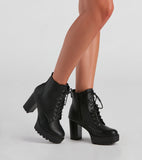 Edgy Babe Platform Lace-Up Booties