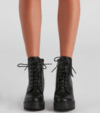 Edgy Babe Platform Lace-Up Booties