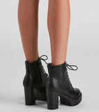 Edgy Babe Platform Lace-Up Booties