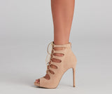 Chic Lace-Up Caged Stiletto Booties