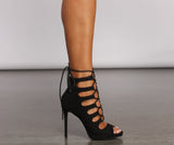 Chic Lace-Up Caged Stiletto Booties