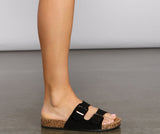 Faux Nubuck Double Buckle Sandals