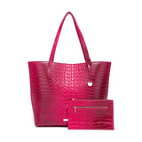 Crocodile Embossed Tote Bag Set, Elegant Shoulder Bag With Clutch Purse, Women's Office & Work Handbag