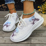 lovefery - White Casual Sportswear Daily Frenulum Printing Round Mesh Breathable Comfortable Out Door Shoes