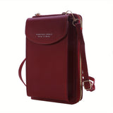 Mini Crossbody Wallet, Zipper Around Clutch Purse, PU Leather Mobile Phone Bag (7.48*3.74*1.65) Inch